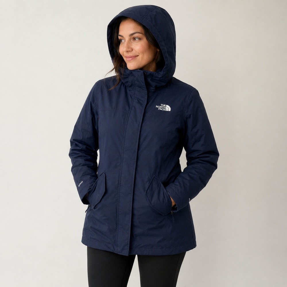 The North Face 550 Down Fill Parka Sz L Navy Blue‎ Hooded Winter Jacket Gorpcore